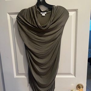 Helmut Lang Draped Cap Sleeve/sleeveless Top in Olive Green , Small